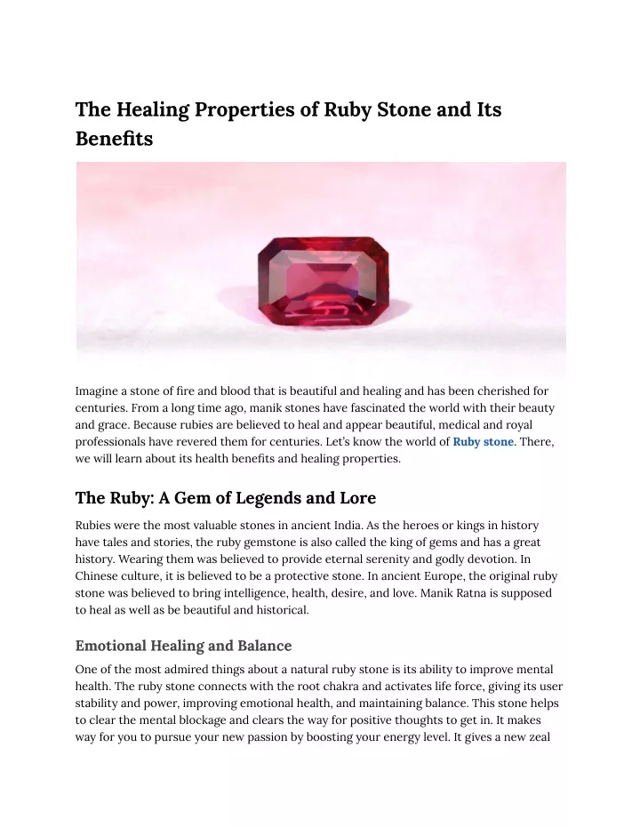 the healing properties of ruby stone