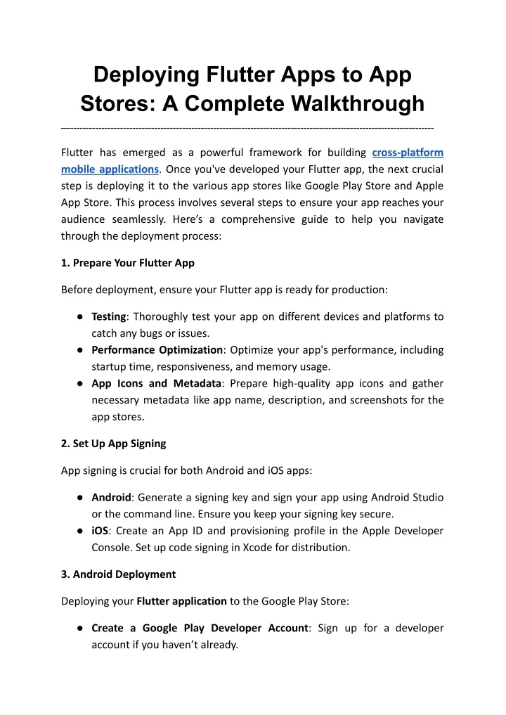 deploying flutter apps to app stores a complete