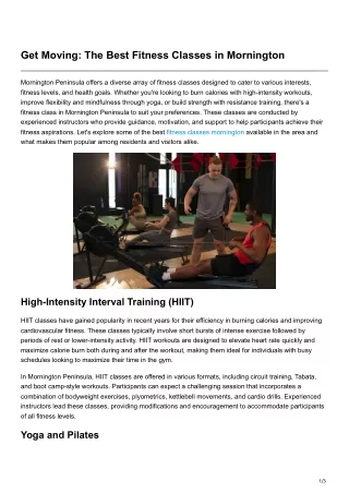 Get Moving The Best Fitness Classes in Mornington