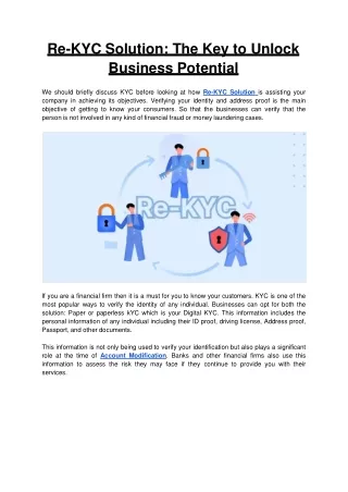 Re-KYC Solution: The Key to Unlock Business Potential