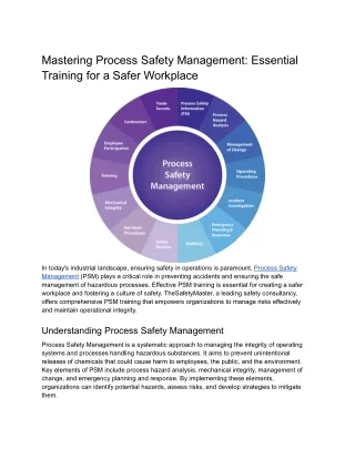 Mastering Process Safety Management_ Essential Training for a Safer Workplace