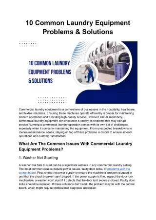 10 Common Commercial Laundry Equipment Problems & their Solutions