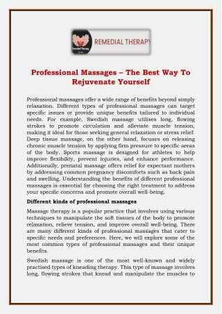 Professional Massages – The Best Way To Rejuvenate Yourself