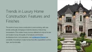 Trends in Luxury Home Construction Features and Finishes