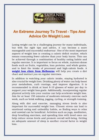 An Extreme Journey To Travel - Tips And Advice On Weight Loss