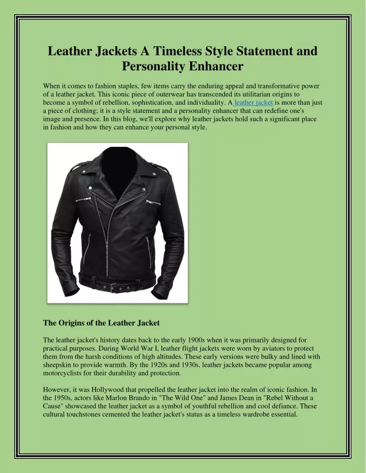 leather jackets a timeless style statement