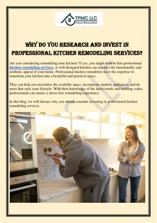 Why Do You Research And Invest In Professional Kitchen Remodeling Services?