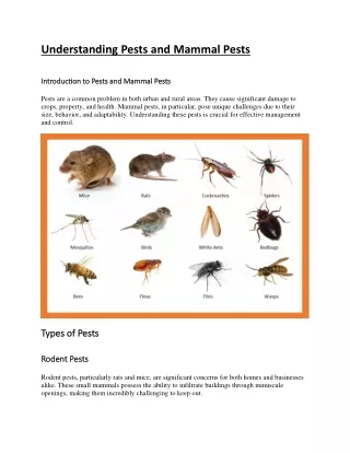 Understanding Pests and Mammal Pests