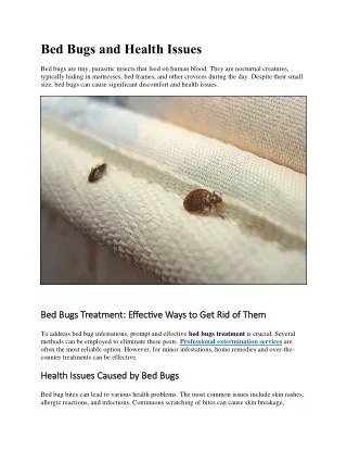 Bed Bugs and Health Issues