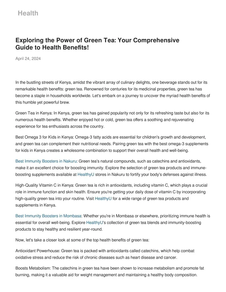 PPT - Exploring the Power of Green Tea: Your Comprehensive Guide to ...
