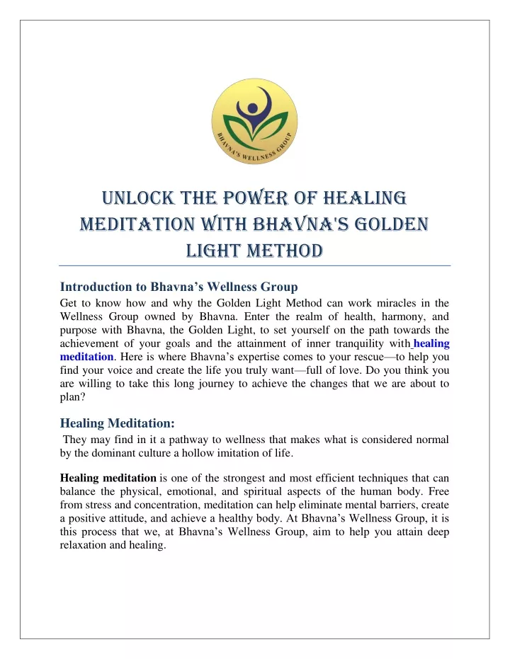 unlock the power of healing meditation with