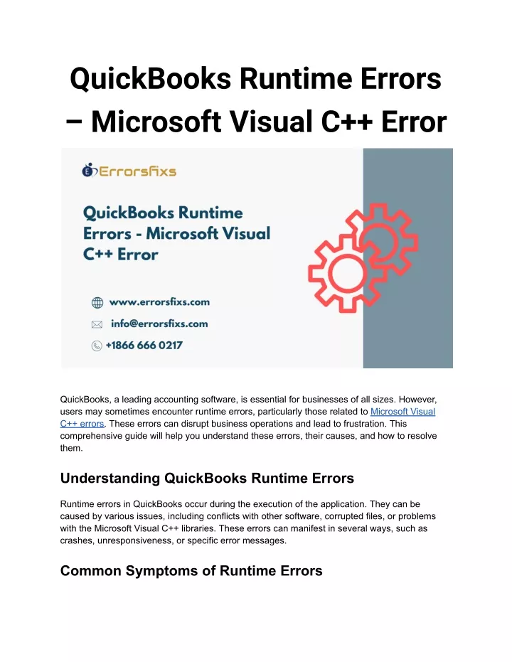 quickbooks runtime errors microsoft visual c error