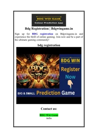 bdg registration bdgwingame in