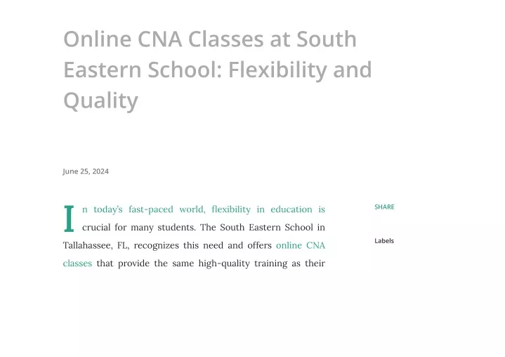 online cna classes at south eastern school