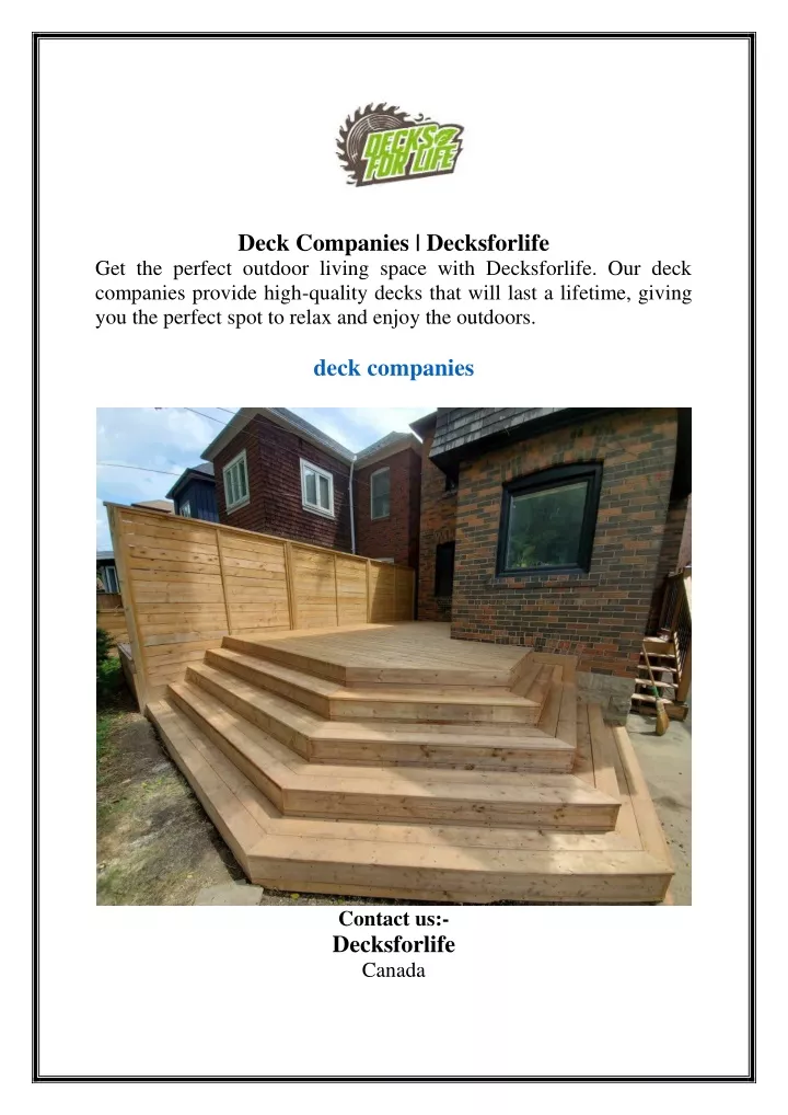 deck companies decksforlife get the perfect