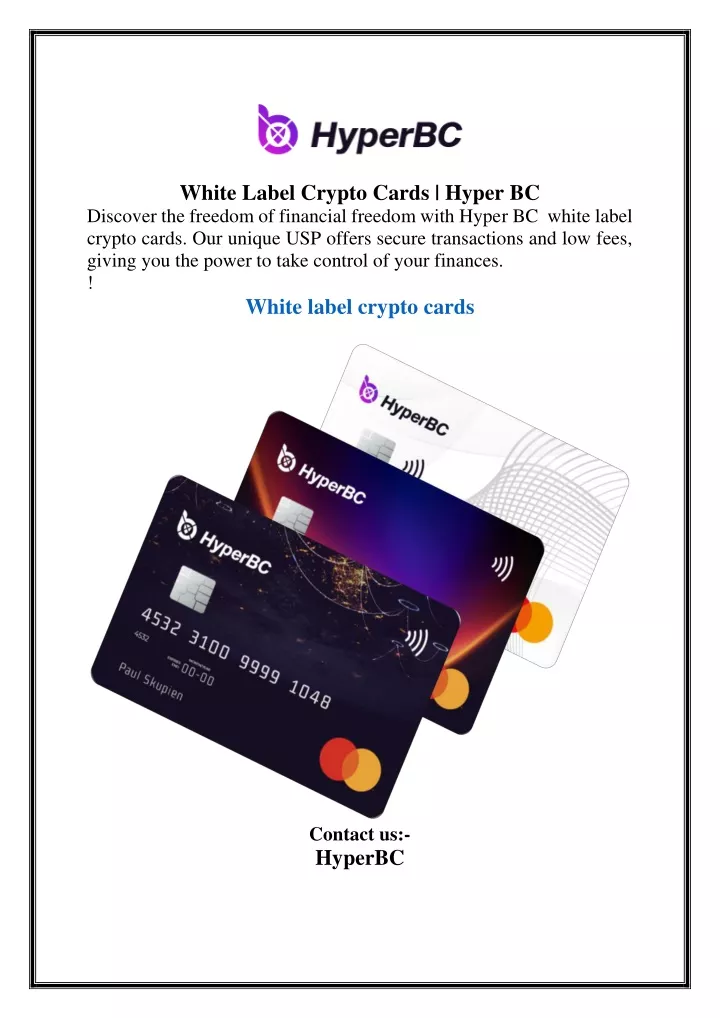 white label crypto cards hyper bc discover