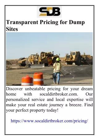 Transparent Pricing for Dump Sites