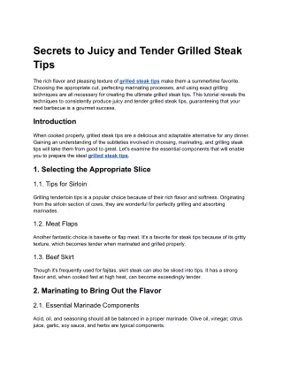 secrets to juicy and tender grilled steak tips