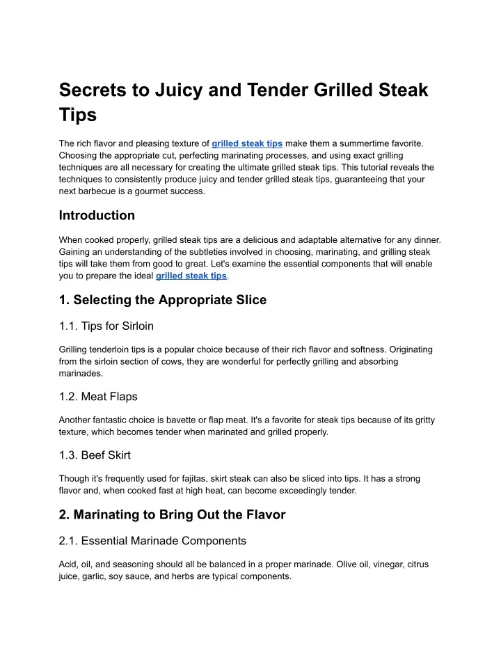 secrets to juicy and tender grilled steak tips