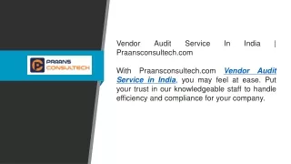 vendor audit service in india praansconsultech