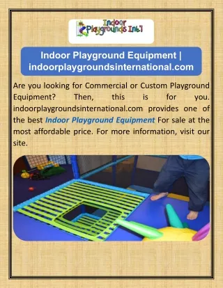 Indoor Playground Equipment  indoorplaygroundsinternational.com