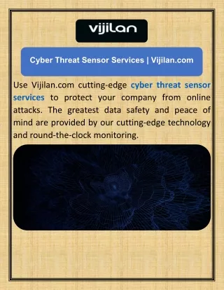 Cyber Threat Sensor Services  Vijilan.com