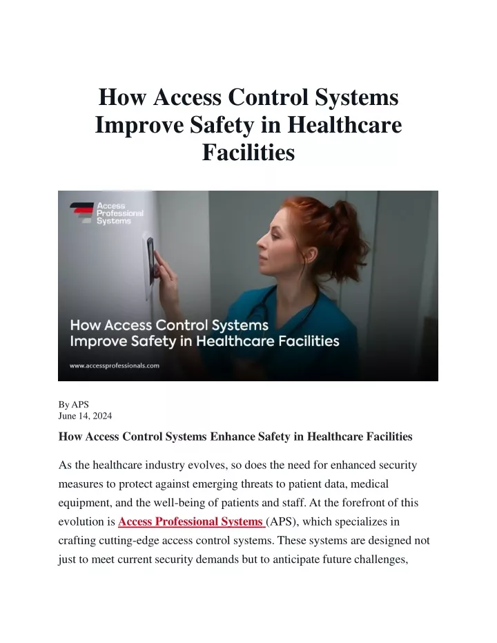 how access control systems improve safety in healthcare facilities