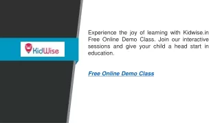 Free Online Demo Class  Kidwise.in