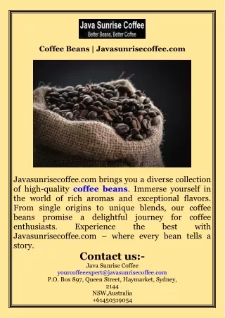Coffee Beans  Javasunrisecoffee.com
