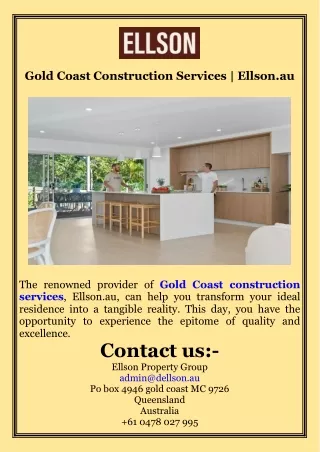 Gold Coast Construction Services  Ellson.au