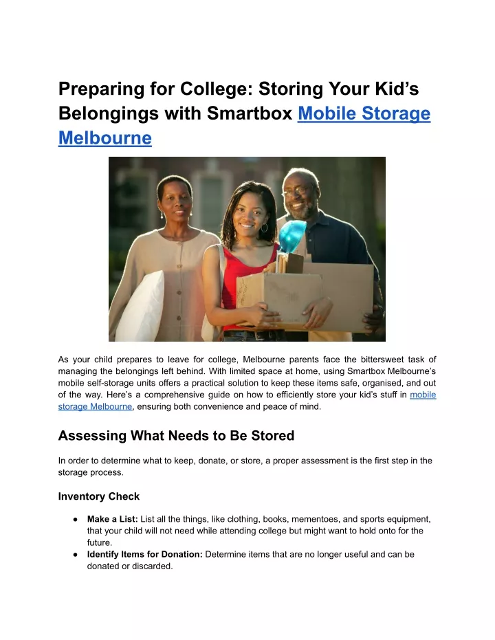 preparing for college storing your