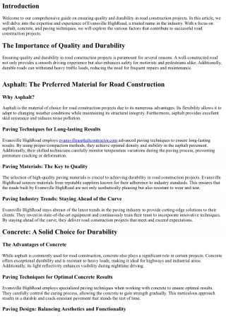 “Ensuring Quality and Durability in Road Construction Projects by Evansville Hig