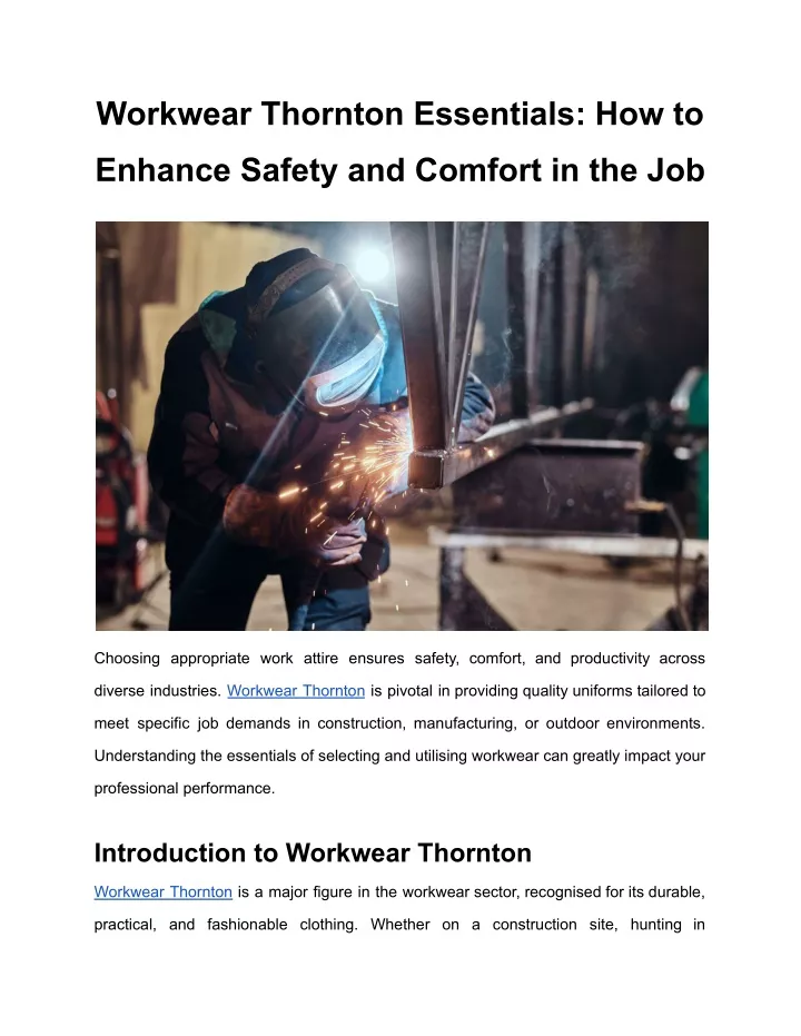 workwear thornton essentials how to