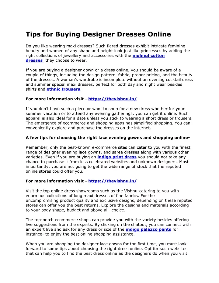 tips for buying designer dresses online