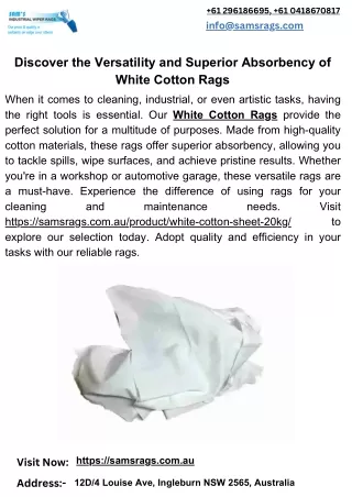 Discover the Versatility and Superior Absorbency of White Cotton Rags