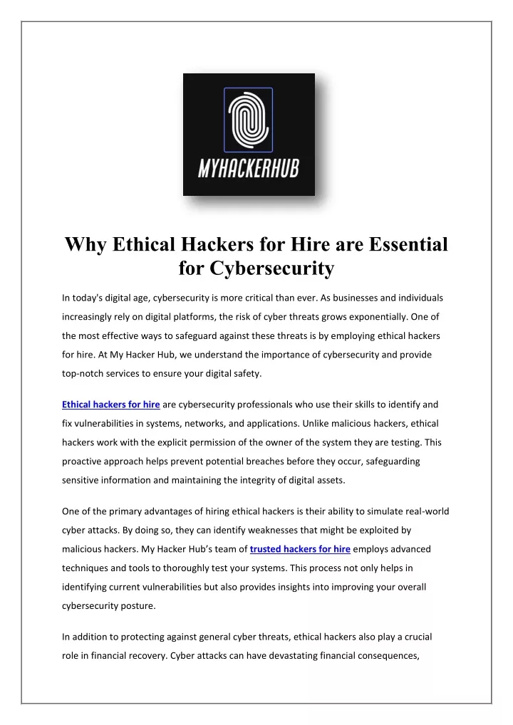 why ethical hackers for hire are essential