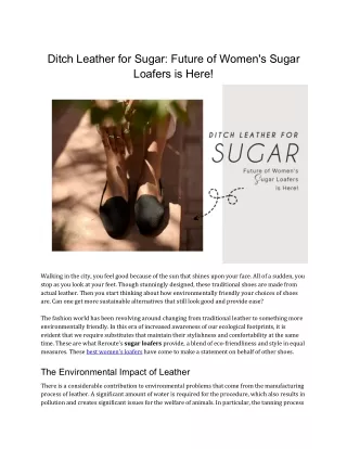 Ditch Leather for Sugar- Future of Women's Sugar Loafers is Here