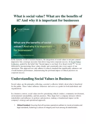 What is social value? What are the benefits of it? And why it is important for b
