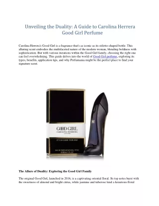 A Guide to Carolina Herrera Good Girl Perfume