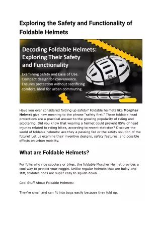 Compact Yet Secure Evaluating the Effectiveness of Foldable Helmets