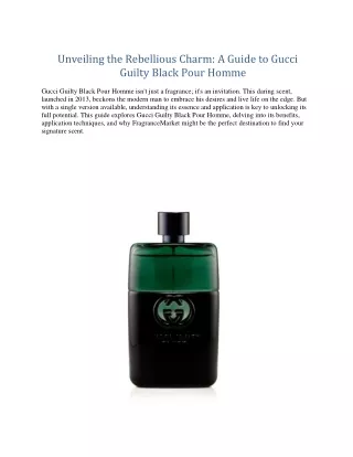 A Guide to Gucci Guilty Black Pour Homme