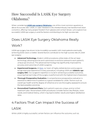 How Successful Is LASIK Eye Surgery Oklahoma