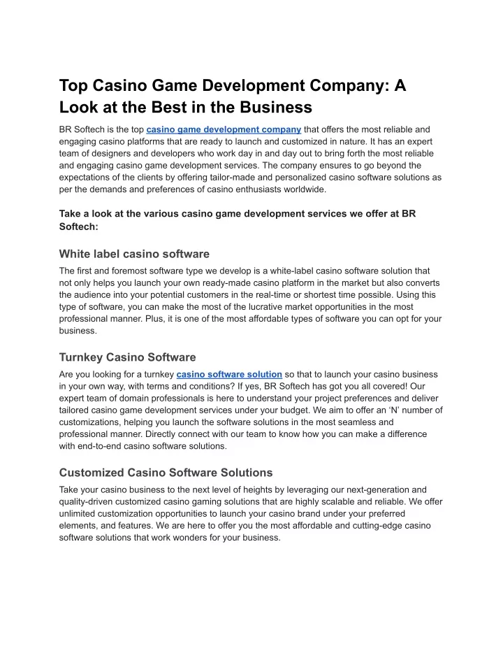 top casino game development company a look