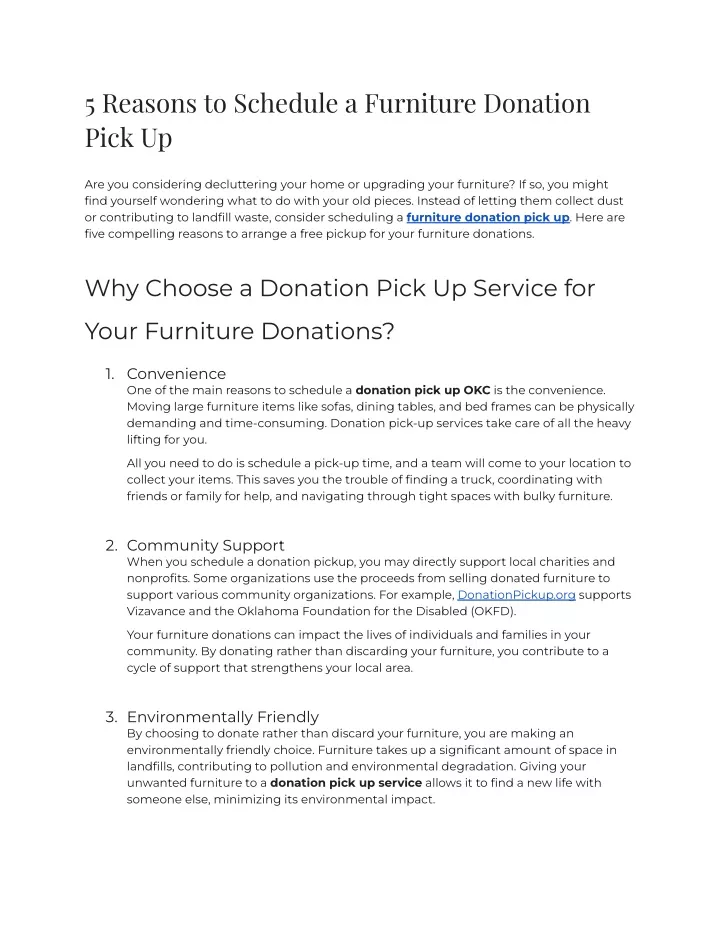 5 reasons to schedule a furniture donation pick up