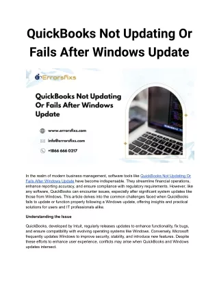 quickbooks not updating or fails after windows