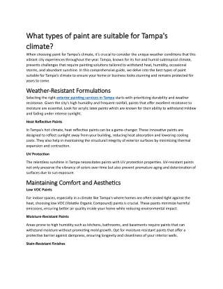 what types of paint are suitable for tampa s what