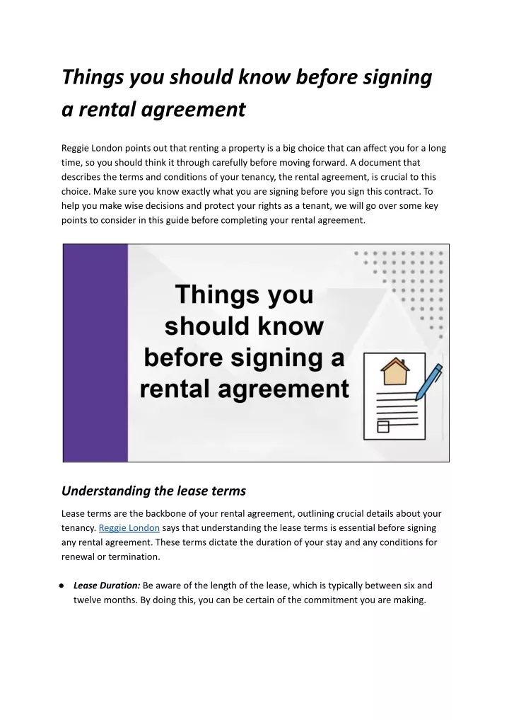 things you should know before signing a rental