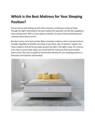 Which is the Best Mattress for Your Sleeping Position