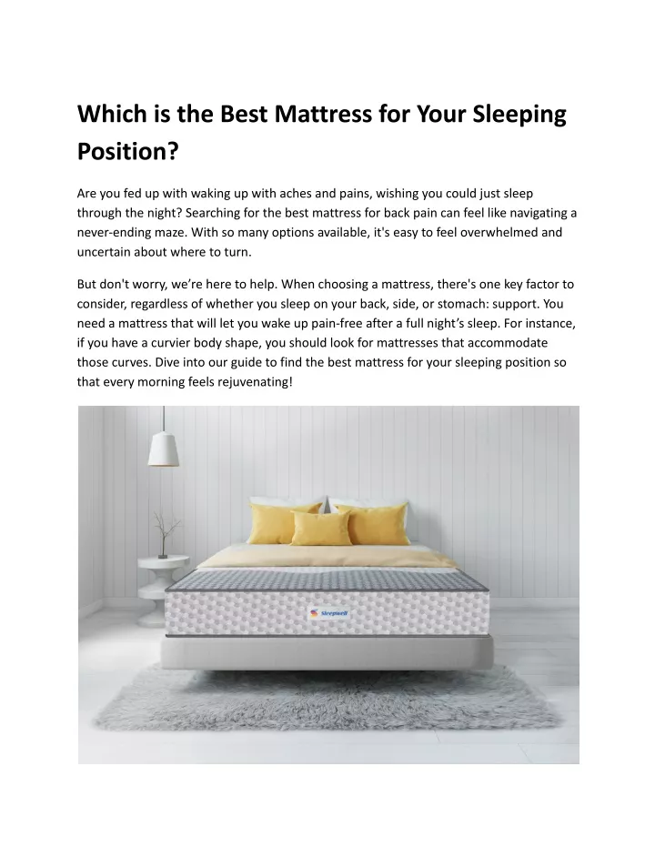 which is the best mattress for your sleeping