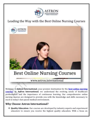 Leading the Way with the Best Online Nursing Courses